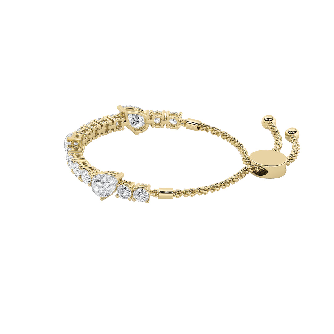 4.5Cttw Pear Shaped Lab Grown Diamond (F/VS) BoloBracelet in 14K Gold