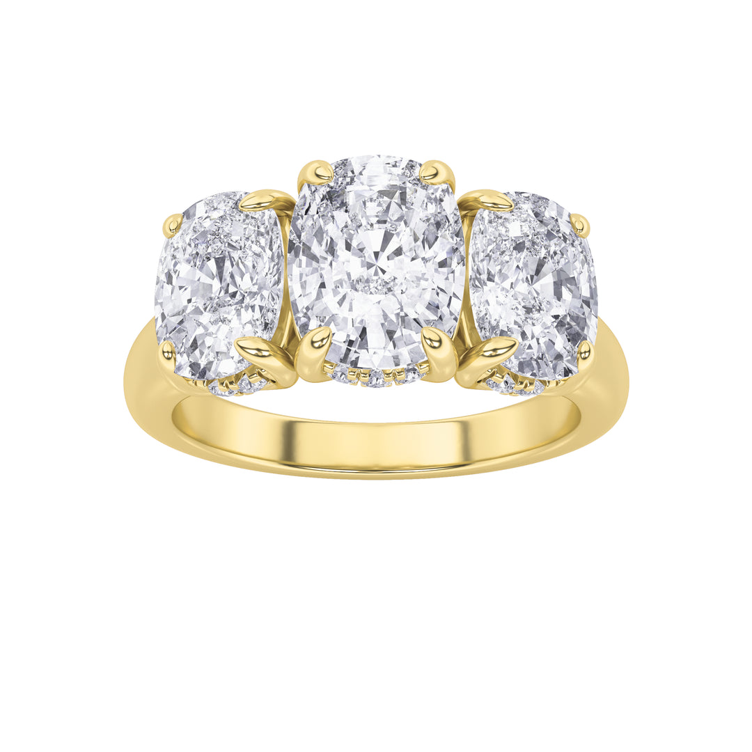 14K Yellow Gold 3.5ct Lab Diamond Three-Stone Ring