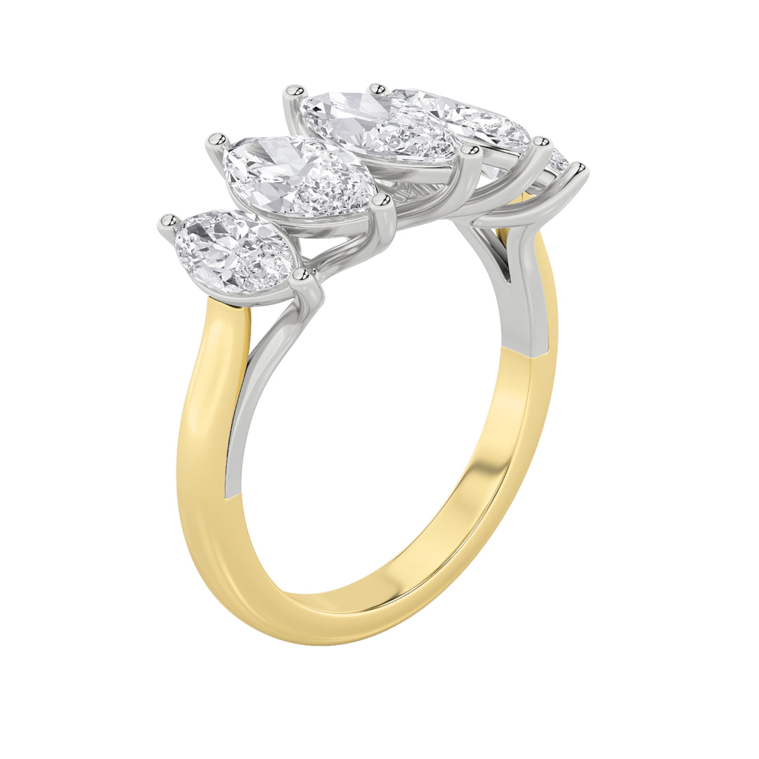 2.5CTW Marquise Shaped Lab Grown Diamond (F/VS) Five Stone Ring in 14K Gold