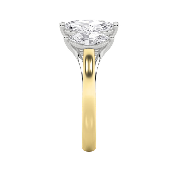 2.5CTW Marquise Shaped Lab Grown Diamond (F/VS) Five Stone Ring in 14K Gold
