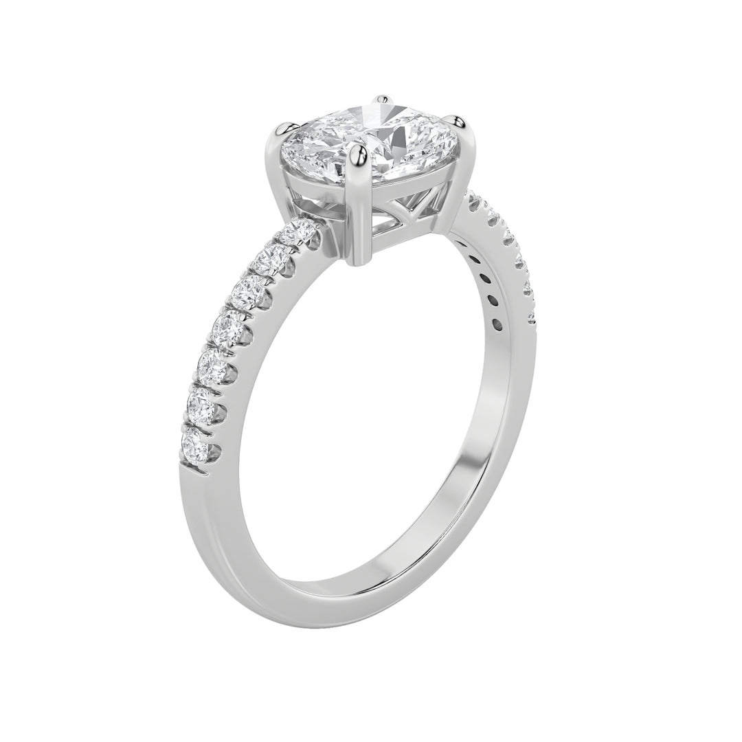 1.5CTW Elongated Cushion Shaped Lab Grown Diamond (F/VS) East West Accented Ring in 14K Gold