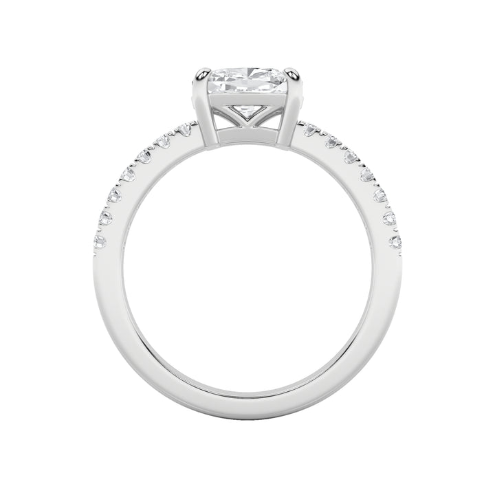 1.5CTW Elongated Cushion Shaped Lab Grown Diamond (F/VS) East West Accented Ring in 14K Gold