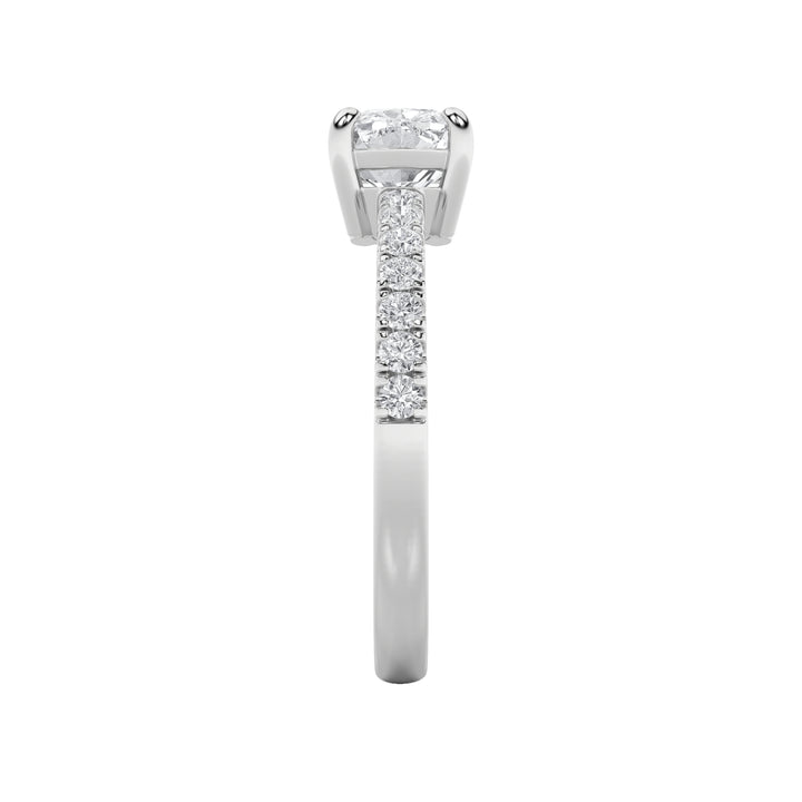 1.5CTW Elongated Cushion Shaped Lab Grown Diamond (F/VS) East West Accented Ring in 14K Gold