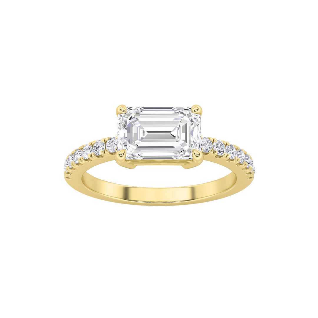 14KY 1.5ct Lab Diamond Emerald Solitaire Ring