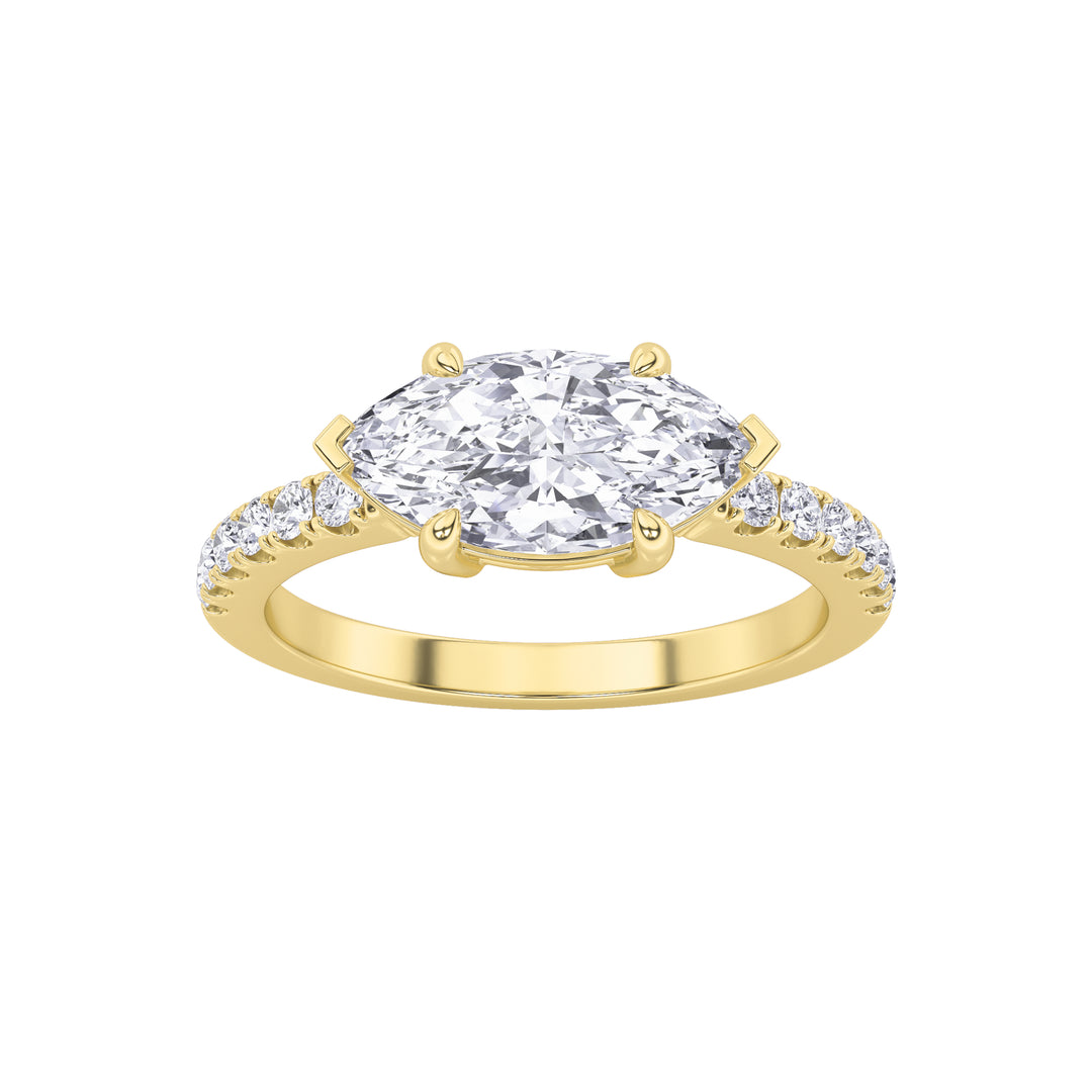 14KY 1.5ct Lab Diamond Marquise Solitaire Ring