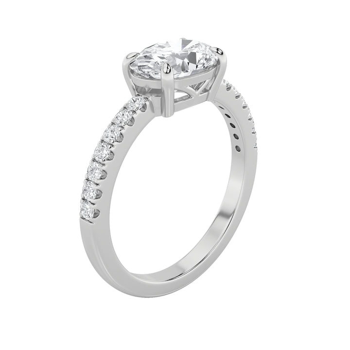 1.5CTW Oval Shaped Lab Grown Diamond (F/VS) East West Accented Ring in 14K Gold