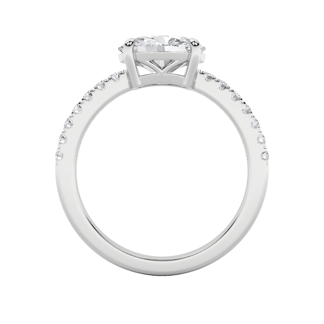 1.5CTW Oval Shaped Lab Grown Diamond (F/VS) East West Accented Ring in 14K Gold