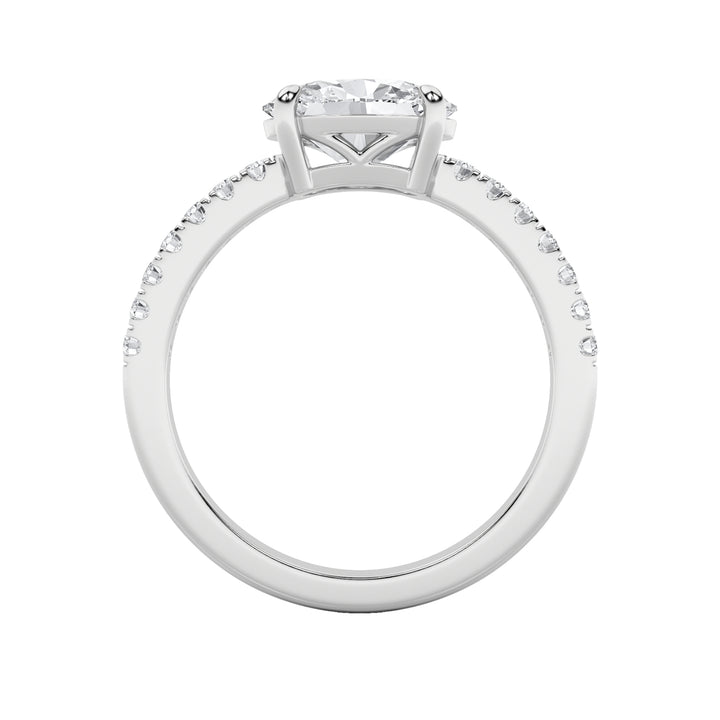 1.5CTW Oval Shaped Lab Grown Diamond (F/VS) East West Accented Ring in 14K Gold