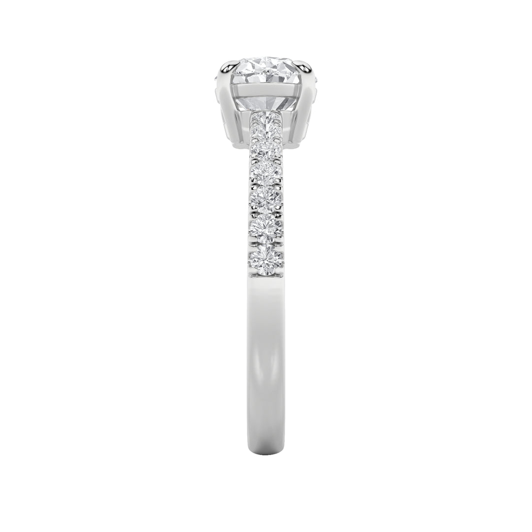 1.5CTW Oval Shaped Lab Grown Diamond (F/VS) East West Accented Ring in 14K Gold