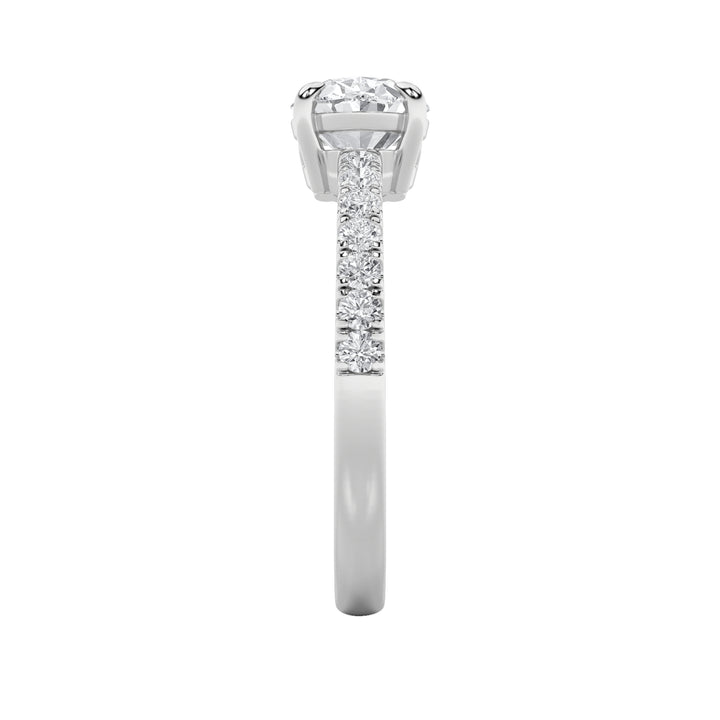 1.5CTW Oval Shaped Lab Grown Diamond (F/VS) East West Accented Ring in 14K Gold