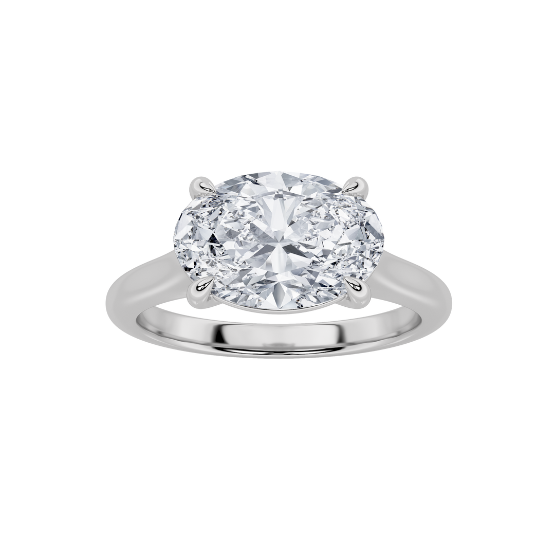 14KW 2ct Lab Diamond Oval Three-Stone Solitaire Ring Sz 7