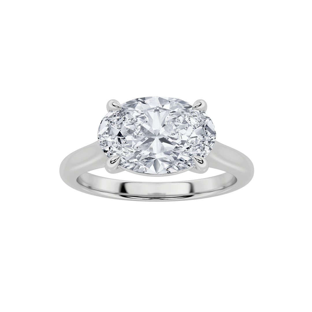 2CTW Oval Shaped Lab Grown Diamond (F/VS) East West Accented Ring in 14K Gold