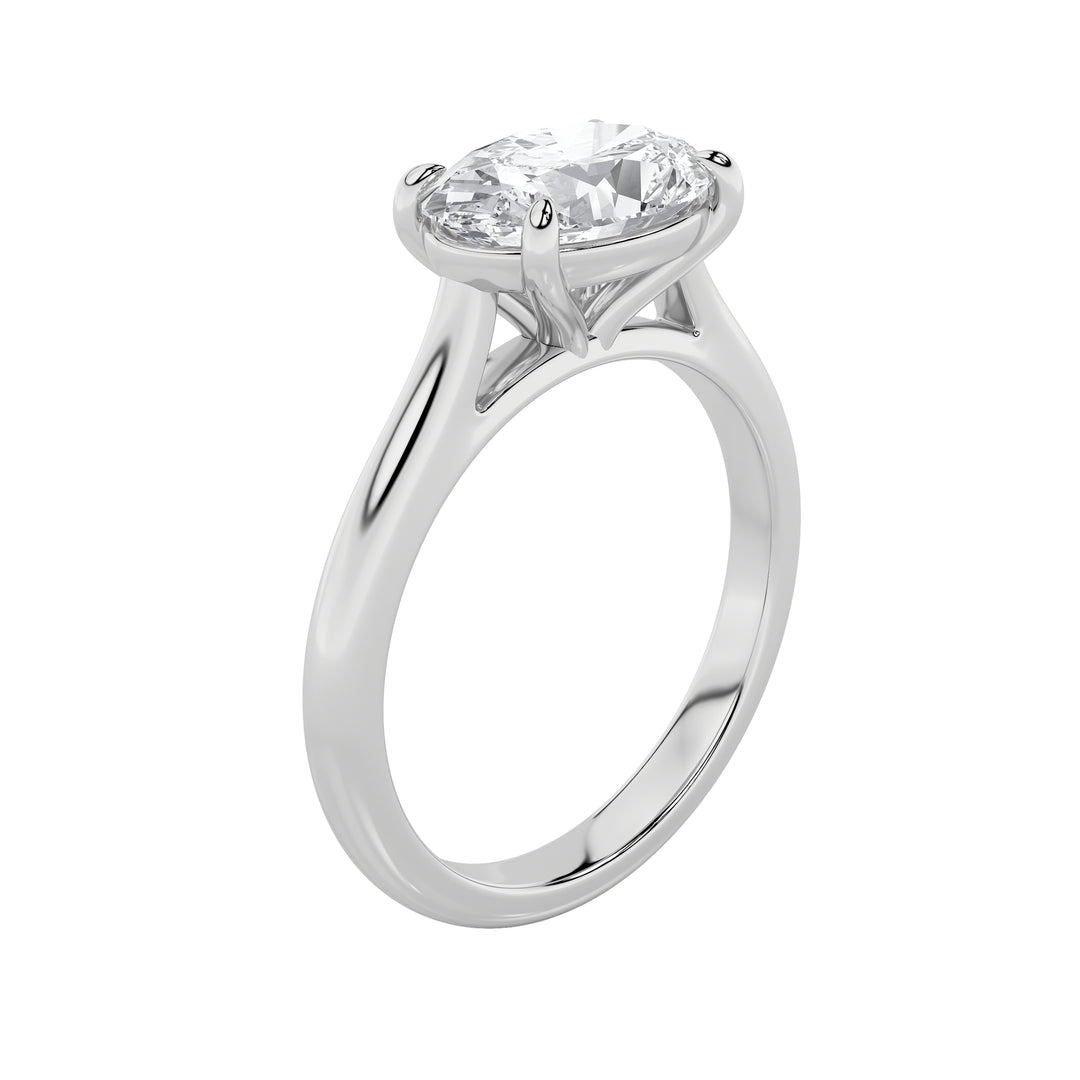 2CTW Oval Shaped Lab Grown Diamond (F/VS) East West Accented Ring in 14K Gold