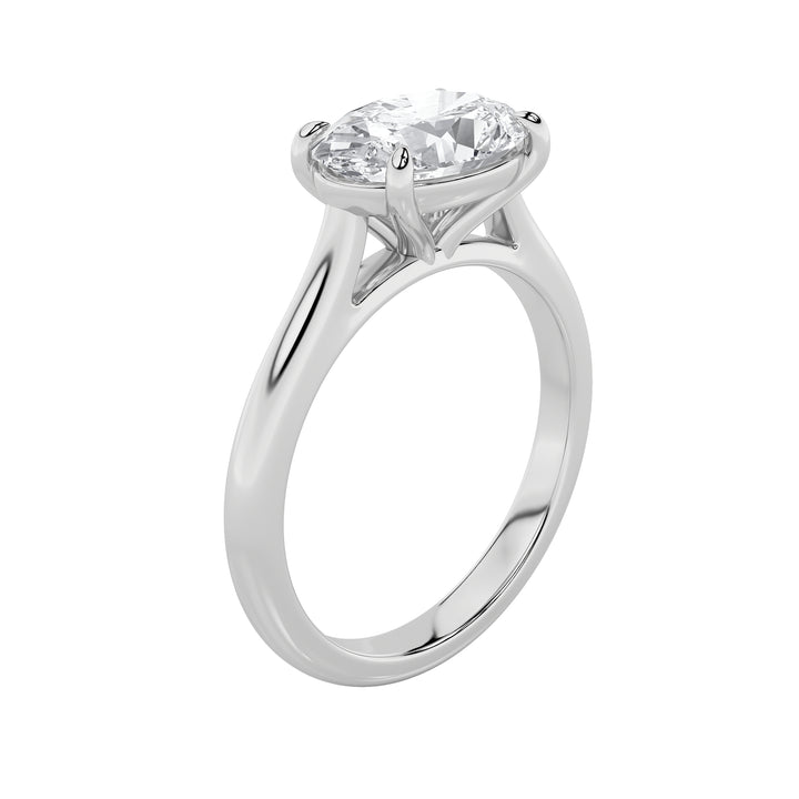 2CTW Oval Shaped Lab Grown Diamond (F/VS) East West Accented Ring in 14K Gold