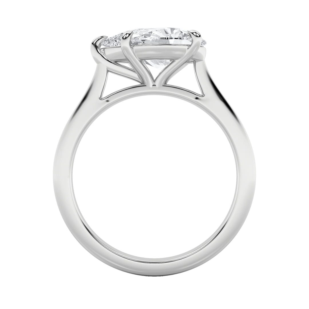 2CTW Pear Shaped Lab Grown Diamond (F/VS) East West Accented Ring in 14K Gold