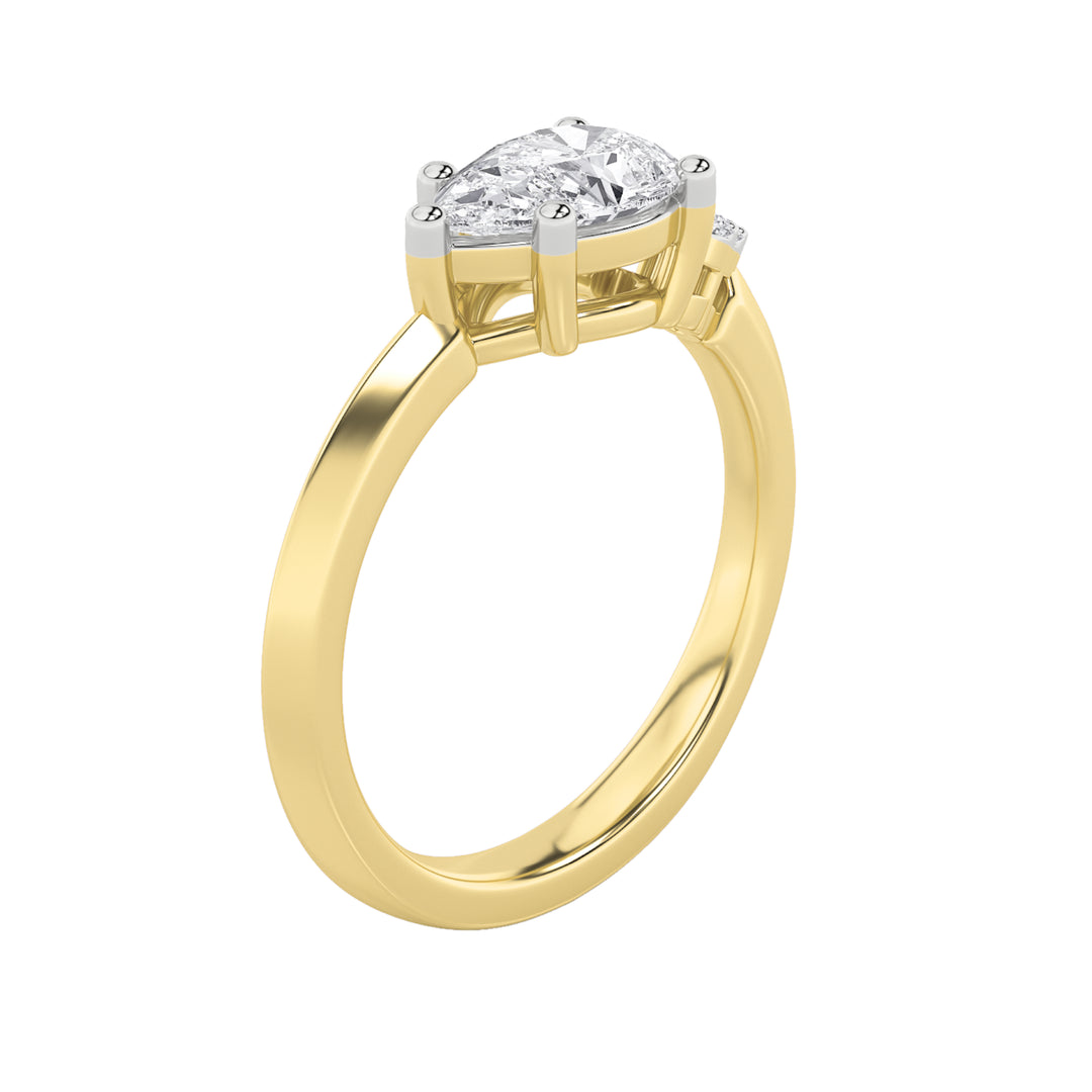 1CTW Pear Shaped Lab Grown Diamond (F/VS) East West Fashion Ring in 14K Gold