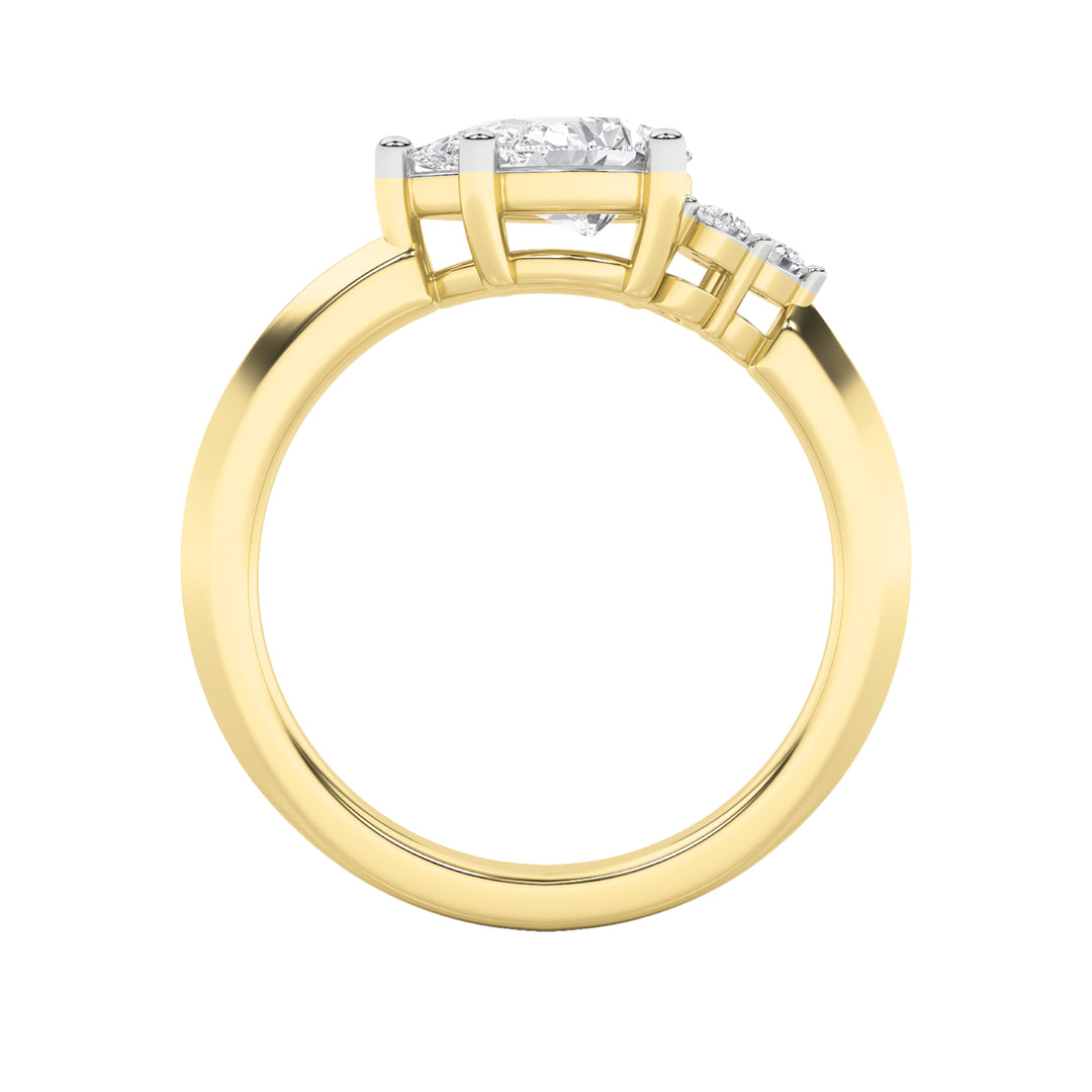 1CTW Pear Shaped Lab Grown Diamond (F/VS) East West Fashion Ring in 14K Gold