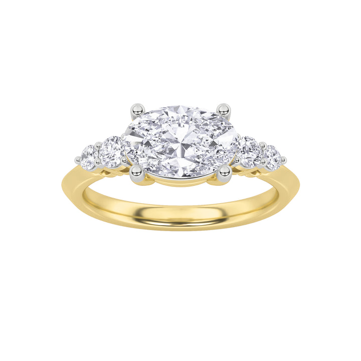 1.5CTW Oval Shaped Lab Grown Diamond (F/VS) East West Five Stone Ring in 14K Gold
