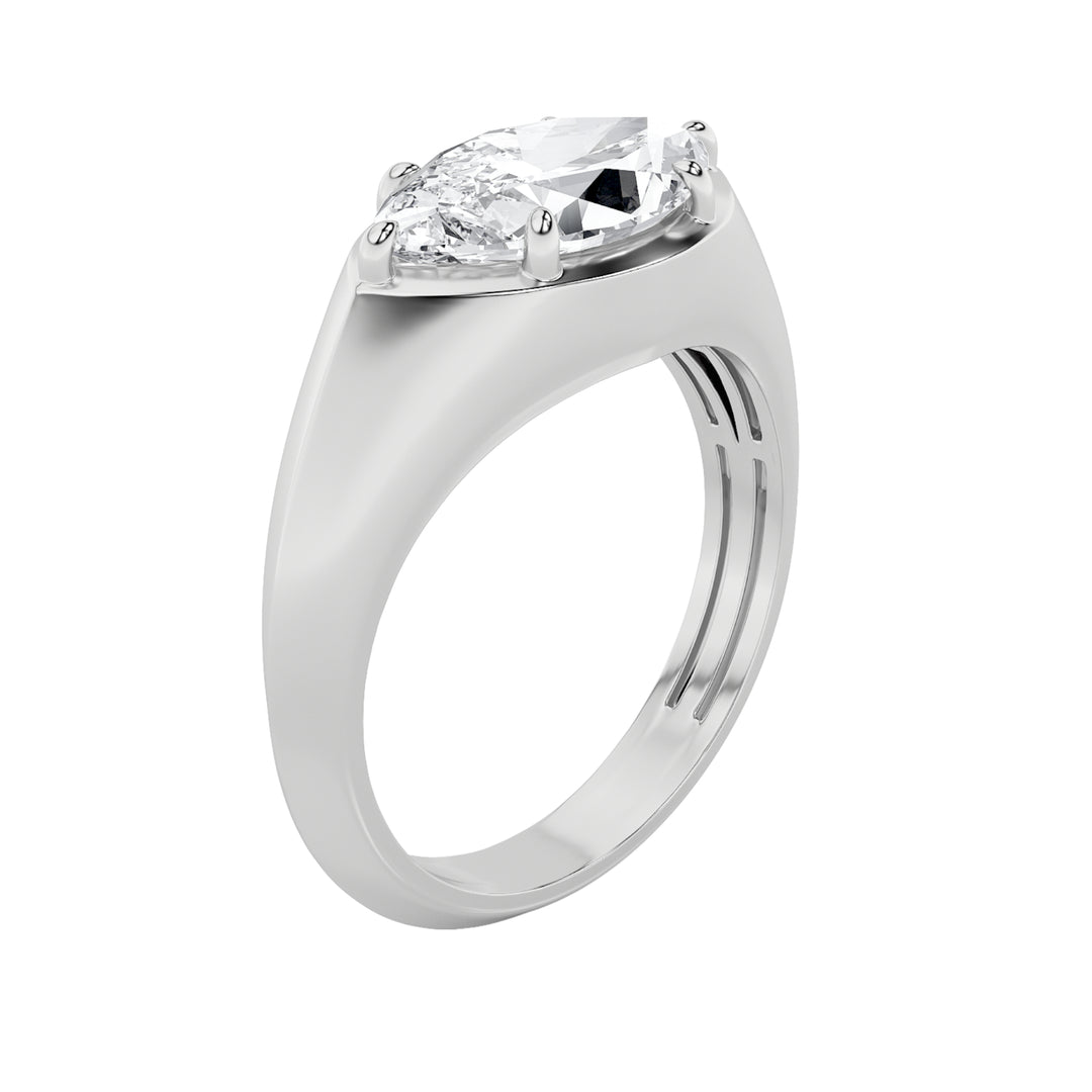 2Cttw Marquise Shaped Lab Grown Diamond (F/VS) East West Solitaire Ring in 14K Gold