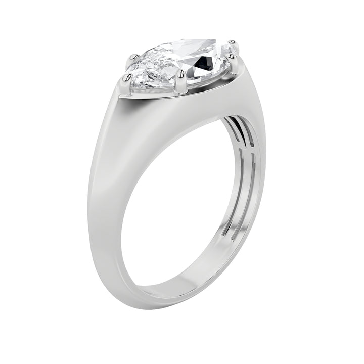 2Cttw Marquise Shaped Lab Grown Diamond (F/VS) East West Solitaire Ring in 14K Gold