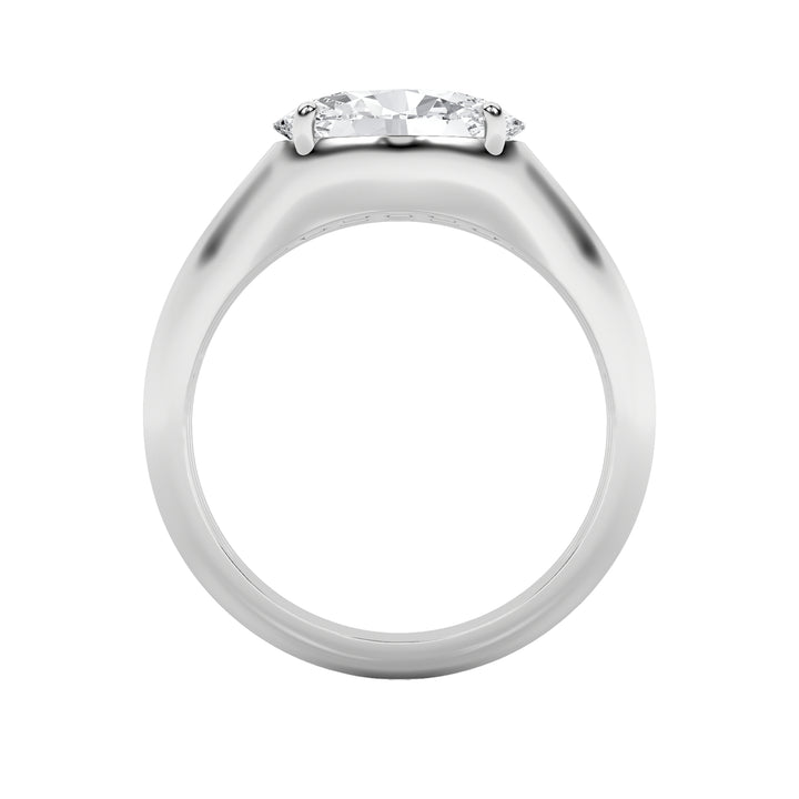 2CTW Oval Shaped Lab Grown Diamond (F/VS) East West Solitaire Ring in 14K Gold