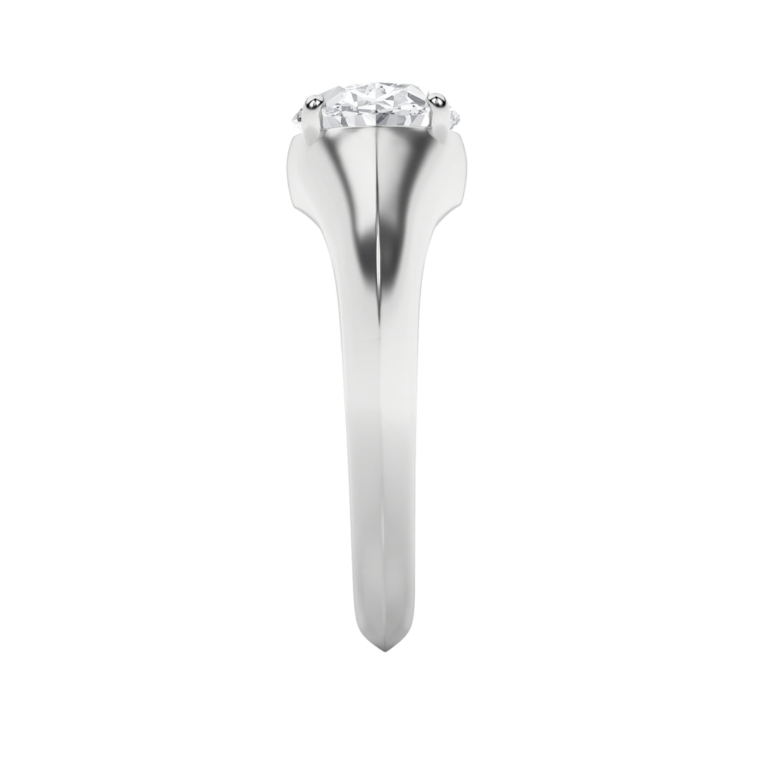 2CTW Oval Shaped Lab Grown Diamond (F/VS) East West Solitaire Ring in 14K Gold