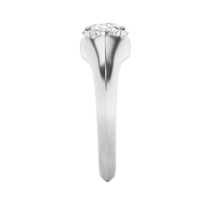 2CTW Oval Shaped Lab Grown Diamond (F/VS) East West Solitaire Ring in 14K Gold
