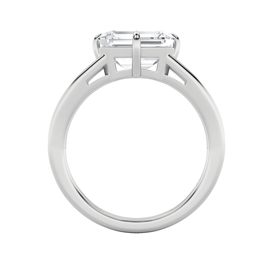 2.5CTW Emerald Shaped Lab Grown Diamond (F/VS) East West Solitaire Ring in 14K Gold