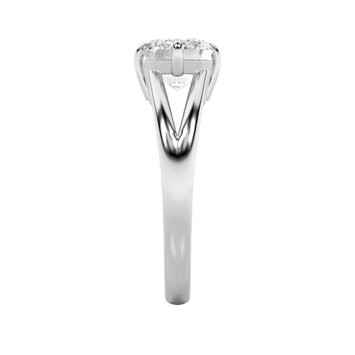 2.5CTW Emerald Shaped Lab Grown Diamond (F/VS) East West Solitaire Ring in 14K Gold
