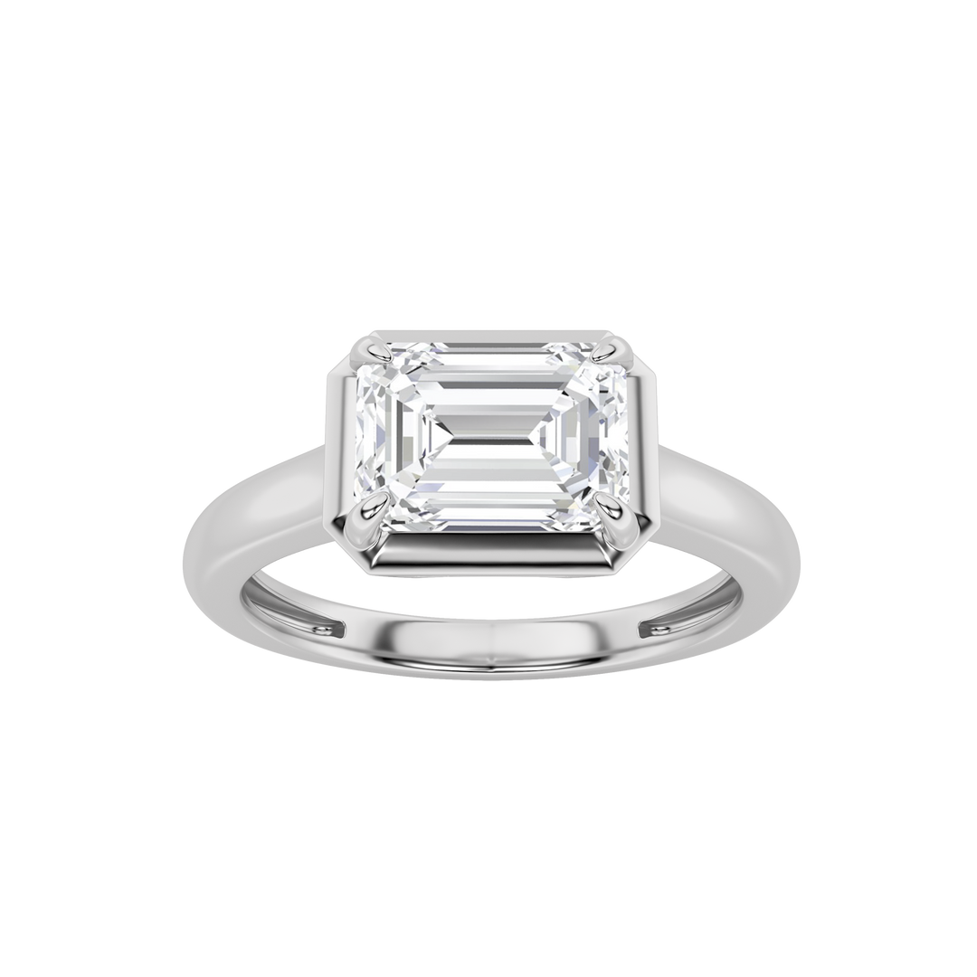 14KW 1.5ct Lab Diamond Emerald Solitaire Ring