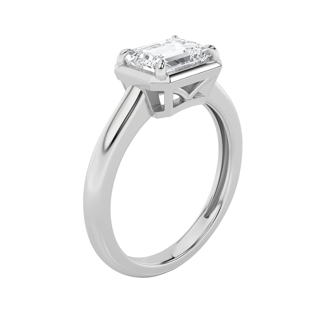 1.5CTW Emerald Shaped Lab Grown Diamond (F/VS) East West Solitaire Ring in 14K Gold