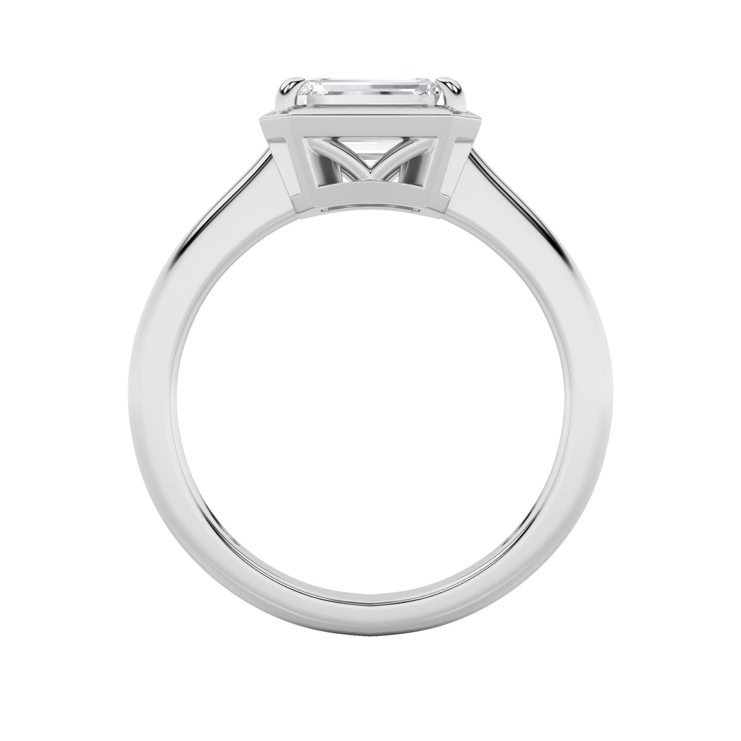 1.5CTW Emerald Shaped Lab Grown Diamond (F/VS) East West Solitaire Ring in 14K Gold