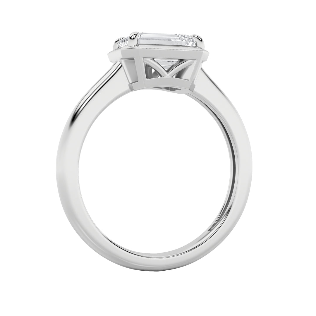 1.5CTW Emerald Shaped Lab Grown Diamond (F/VS) East West Solitaire Ring in 14K Gold