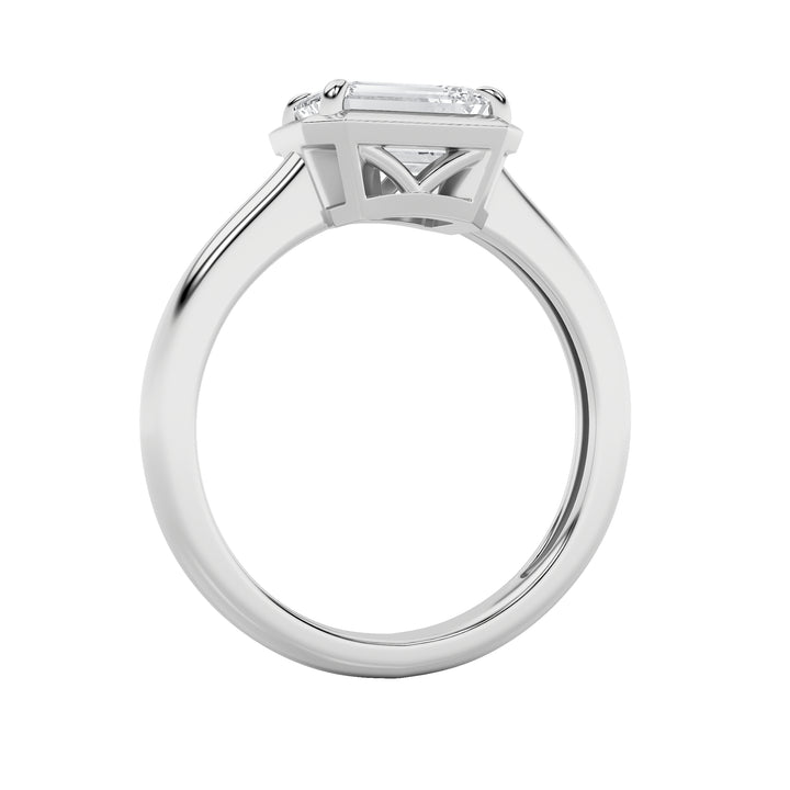 1.5CTW Emerald Shaped Lab Grown Diamond (F/VS) East West Solitaire Ring in 14K Gold