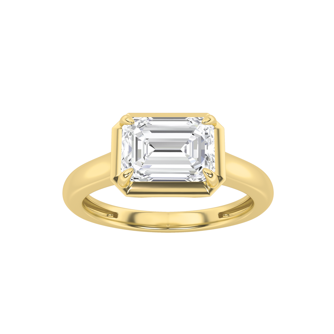 14KY 1.5ct Lab Diamond Emerald Solitaire Ring