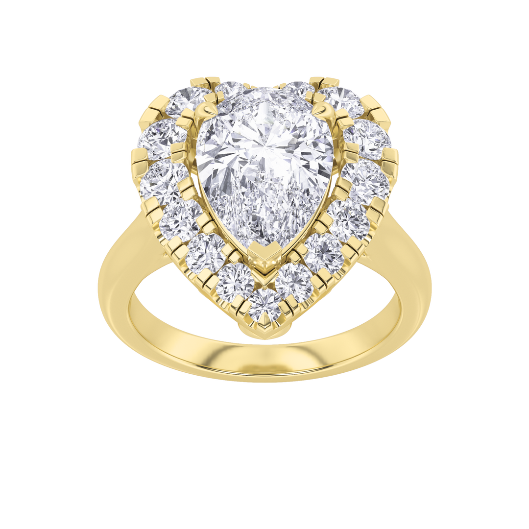 14KY 2.9ct Pear Lab Diamond Halo Engagement Ring
