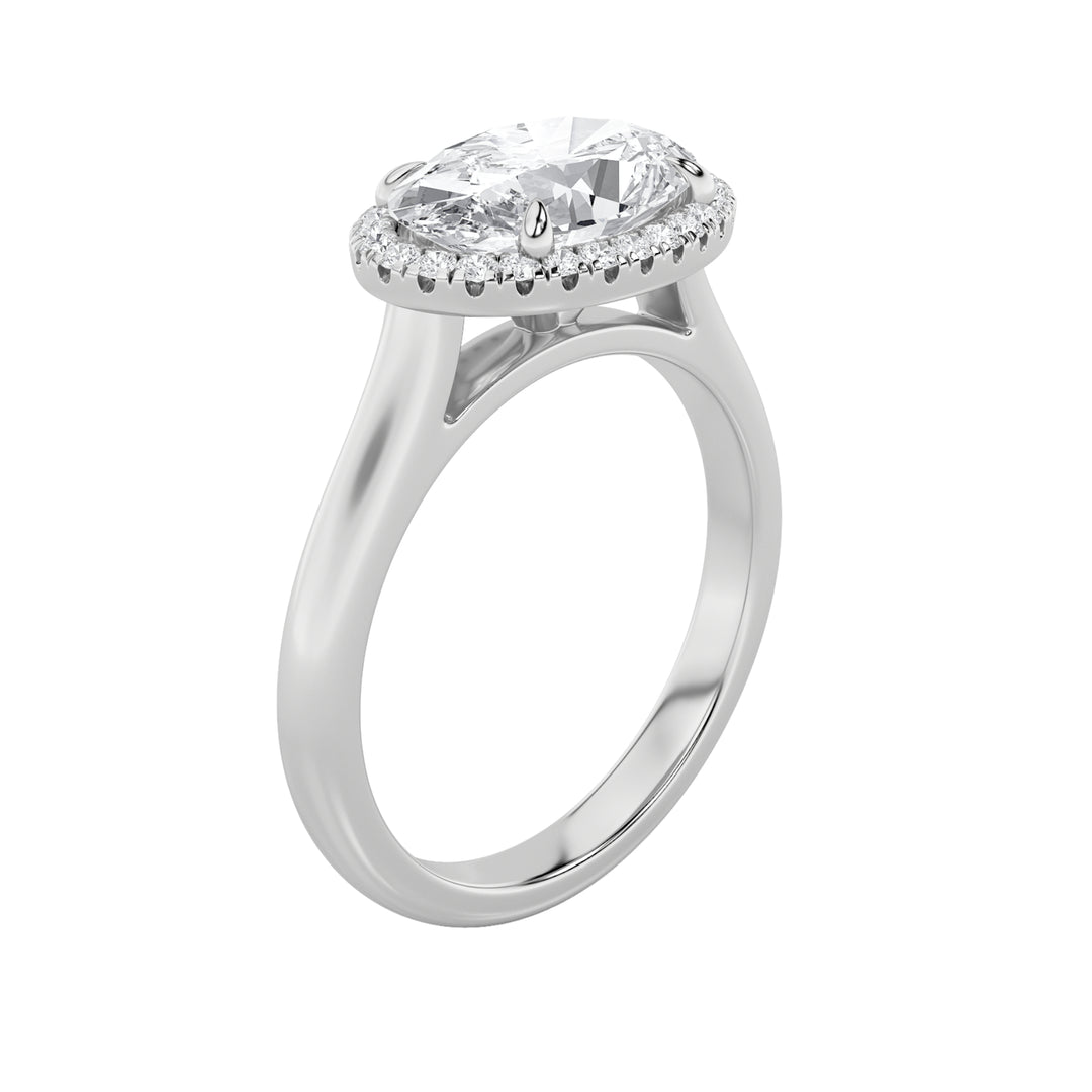 2Cttw Oval Shaped Lab Grown Diamond (F/VS) East West Accented Solitaire Ring in 14K Gold