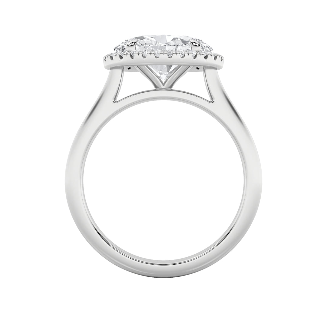 2Cttw Oval Shaped Lab Grown Diamond (F/VS) East West Accented Solitaire Ring in 14K Gold