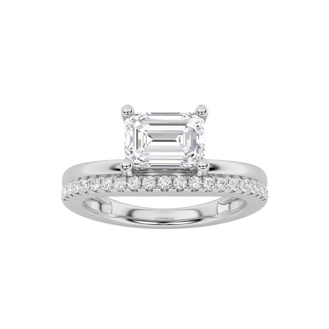 14KW 1.5ct Lab Diamond Emerald Solitaire Ring Sz 7