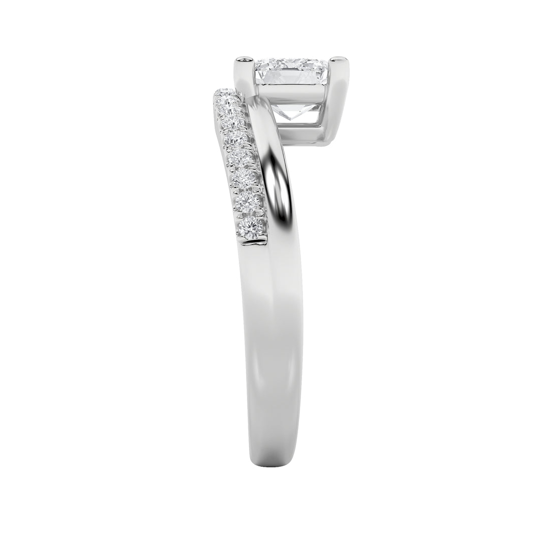 1.5CTW Emerald Shaped Lab Grown Diamond (F/VS) East West Accented Solitaire Ring in 14K Gold