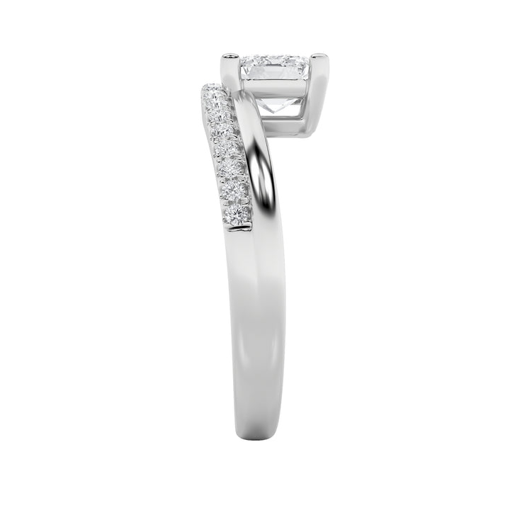 1.5CTW Emerald Shaped Lab Grown Diamond (F/VS) East West Accented Solitaire Ring in 14K Gold