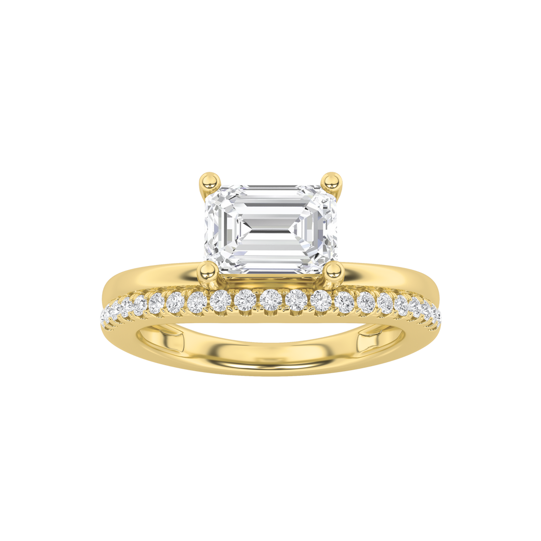 14KY 1.5ct Lab Diamond Emerald Solitaire Ring