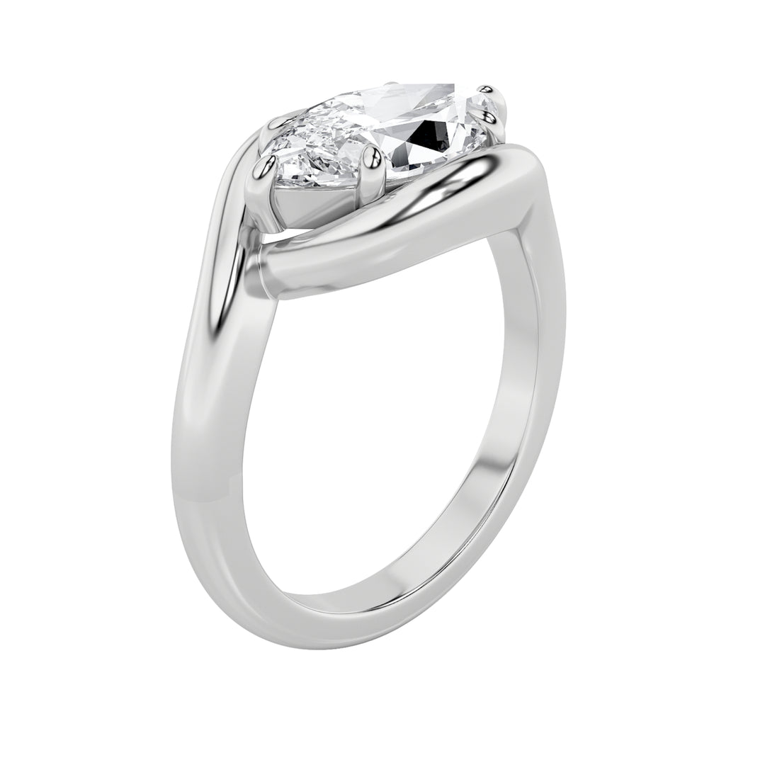 2Cttw Marquise Shaped Lab Grown Diamond (F/VS) East West Solitaire Ring in 14K Gold