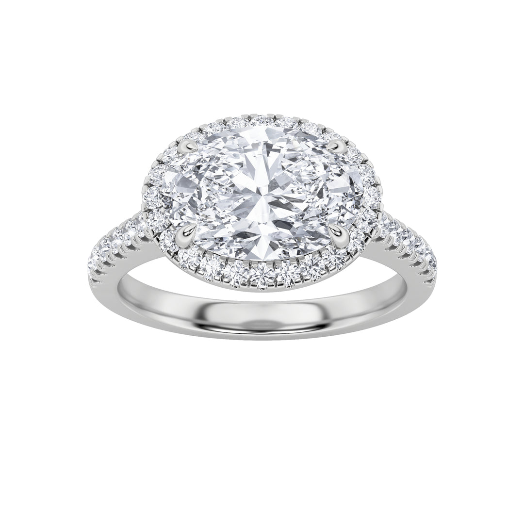 14KW 2ct Lab Diamond Oval Halo Engagement Ring