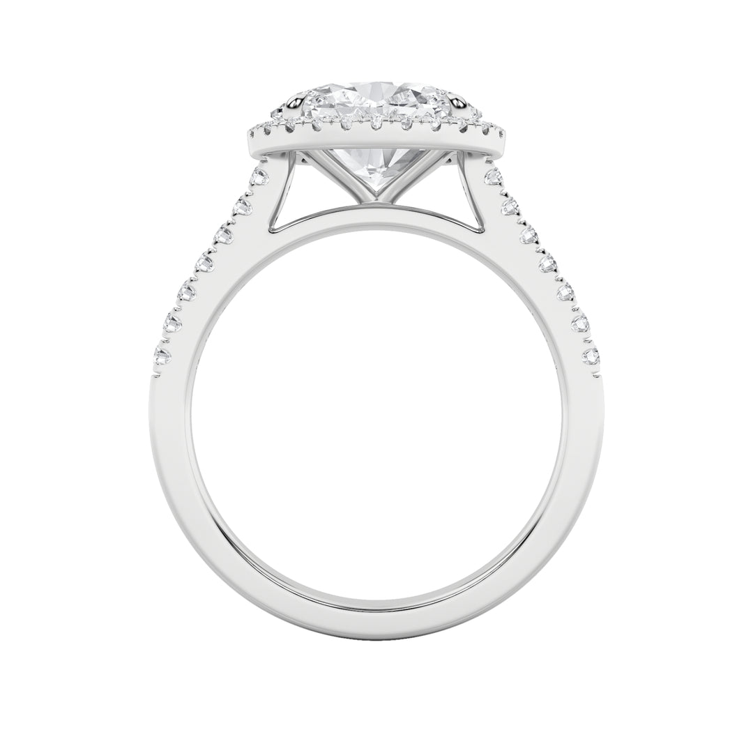 2CTW Oval Shaped Lab Grown Diamond (F/VS) East West Accented Solitaire Ring in 14K Gold