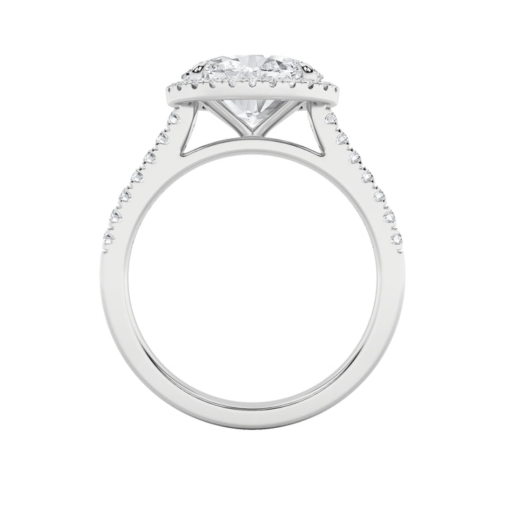 2CTW Oval Shaped Lab Grown Diamond (F/VS) East West Accented Solitaire Ring in 14K Gold
