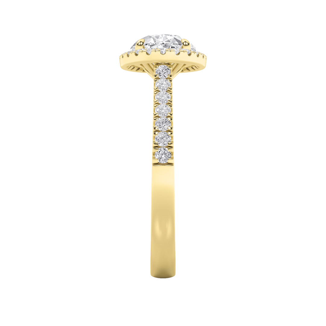 2CTW Oval Shaped Lab Grown Diamond (F/VS) East West Accented Solitaire Ring in 14K Gold