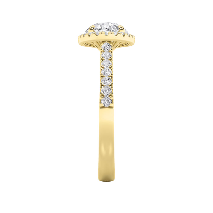 2CTW Oval Shaped Lab Grown Diamond (F/VS) East West Accented Solitaire Ring in 14K Gold