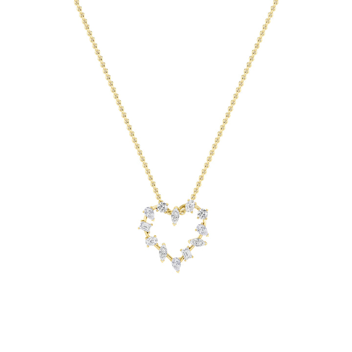 2.5Cttw Emerald Shaped Lab Grown Diamond (F/VS) Heart Shaped Pendant in 14K Gold