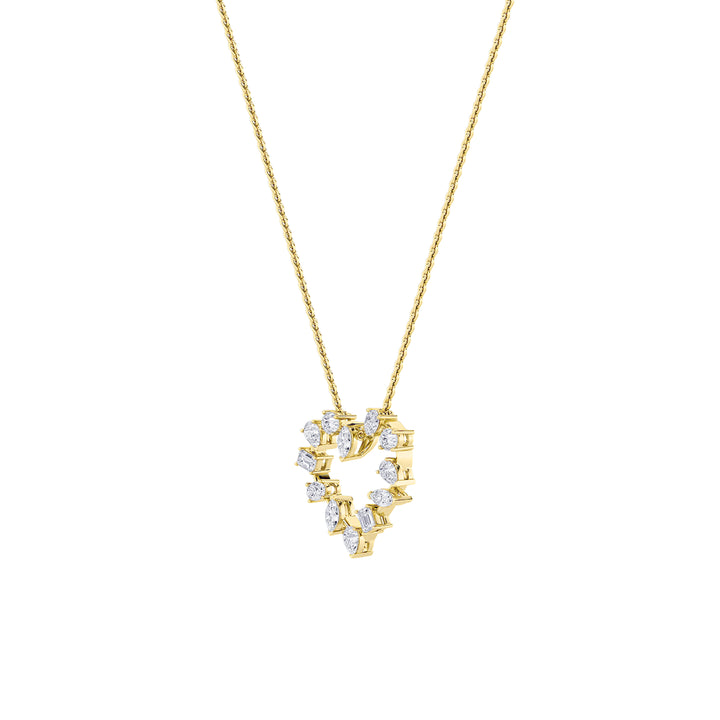 2.5Cttw Emerald Shaped Lab Grown Diamond (F/VS) Heart Shaped Pendant in 14K Gold